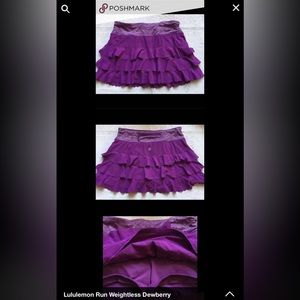 Lululemon weightless run dewberry tennis skort skirt 8 medium m purple